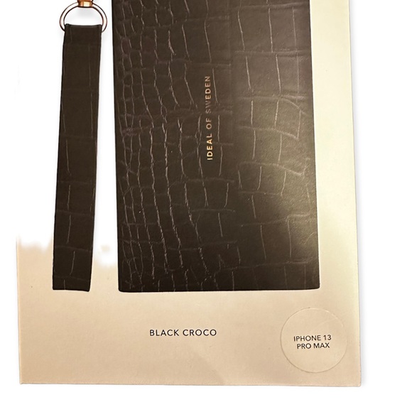 Ideal Of Sweden- Apple iPhone Pro Max 13 fold/buttoned  wallet Case-Black Croco - Picture 5 of 10